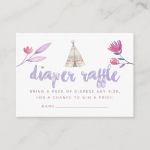 Tarjeta De Recepción Juego de rifa de pañales para baby shower acuarela