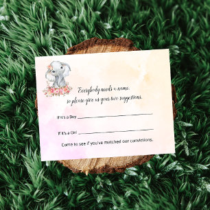 Tarjeta De Recepción Juego de sugerencias de nombres de elefante Baby S