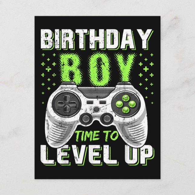Tarjeta De Recepción Juego de video Level Up Birday Boy (Anverso)