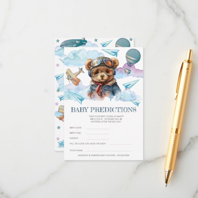 Tarjeta De Recepción Juegos piloto de Baby Shower Teddy Bear (Anverso/Reverso In Situ)
