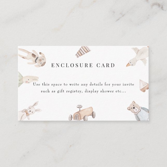 Tarjeta De Recepción Juguetes bebé | Baby Shower de época (Anverso)