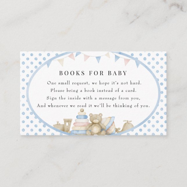 Tarjeta De Recepción Juguetes bebé | Baby Shower de época | Libros para (Anverso)