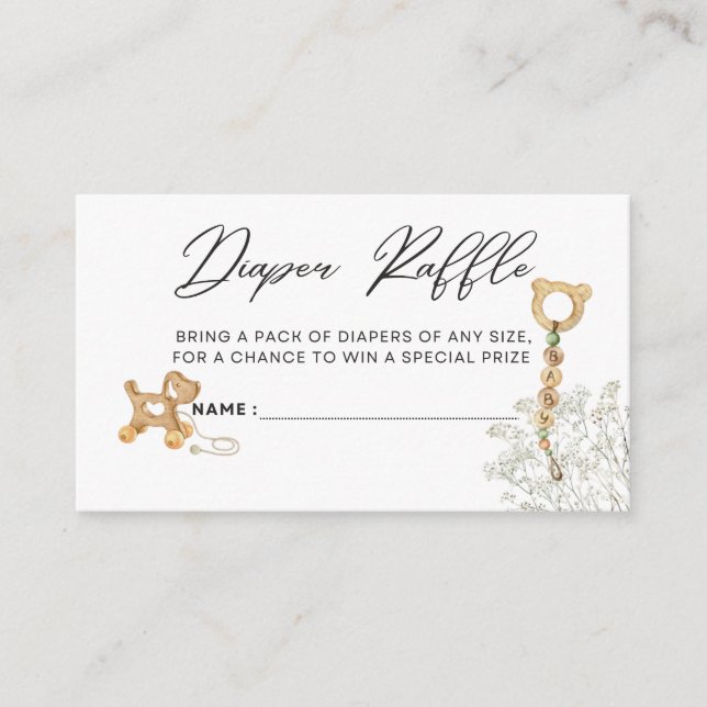 Tarjeta De Recepción Juguetes de madera y aliento del bebé - Raffle de  (Anverso)