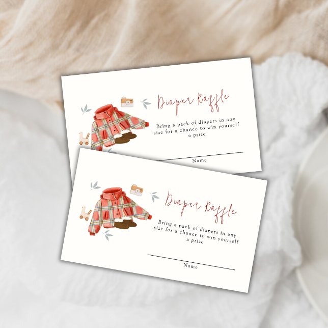 Tarjeta De Recepción Juguetes de ropa de invierno Baby Shower Diaper Ra (Winter Clothes Toys Baby Shower Diaper Raffle Enclosure Card)