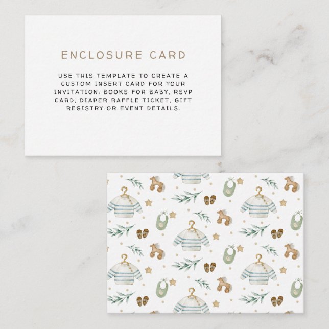 Tarjeta De Recepción Juguetes Vintage Neutrales de Género (Anverso / Reverso)