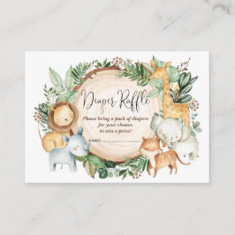 Tarjeta De Recepción Jungla Botánica Animales Nene Niño Diaper Raffle