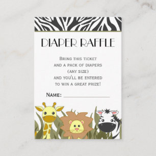 Tarjeta De Recepción Jungle Animal Theme Diaper Raffle Ticket