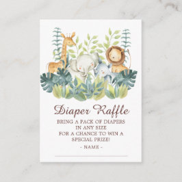 Tarjeta De Recepción Jungle Animals Baby Shower Diaper Raffle