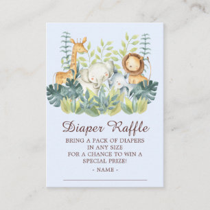 Tarjeta De Recepción Jungle Animals Boys Baby Shower Diaper Raffle