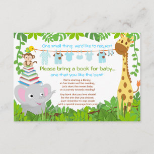 Tarjeta De Recepción Jungle Animals Safari Boy Baby Shower Book