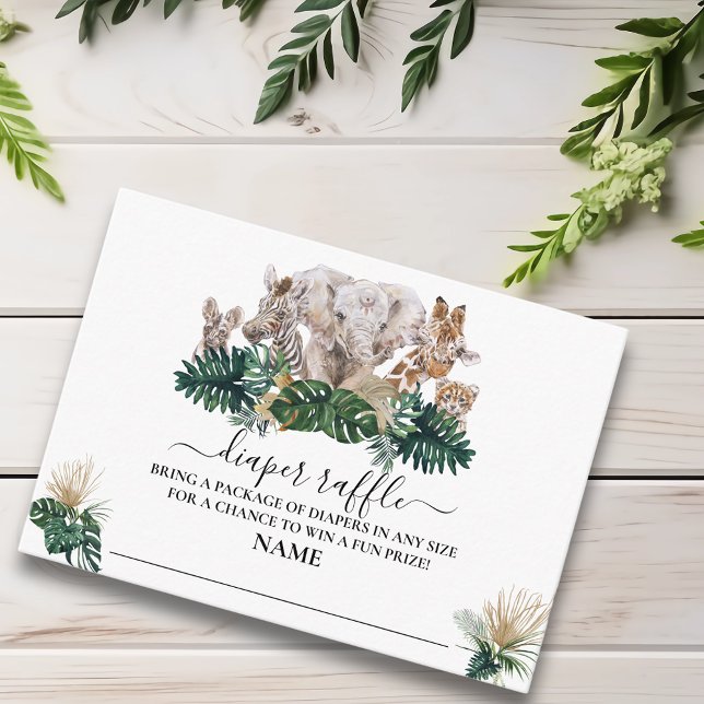 Tarjeta De Recepción Jungle Babies Safari African Diaper Raffle (Subido por el creador)