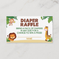 Jungle Baby Shower Diaper Raffle Card