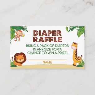 Tarjeta De Recepción Jungle Baby Shower Diaper Raffle Card