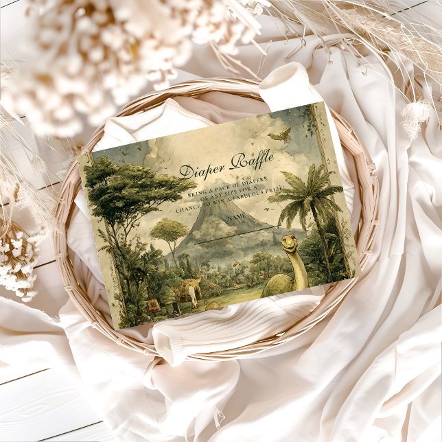 Tarjeta De Recepción Jungle Dinosaur Baby Shower Diapper Raffle (Subido por el creador)