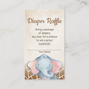 Tarjeta De Recepción Jungle Elephant Baby Shower Diaper Raffle Card