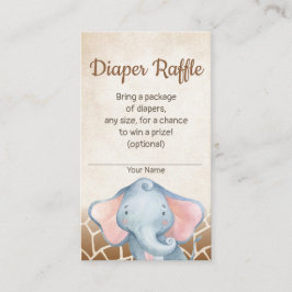 Tarjeta De Recepción Jungle Elephant Baby Shower Diaper Raffle Card