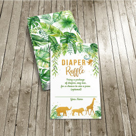 Tarjeta De Recepción Jungle Elephant Baby Shower Diaper Raffle Card