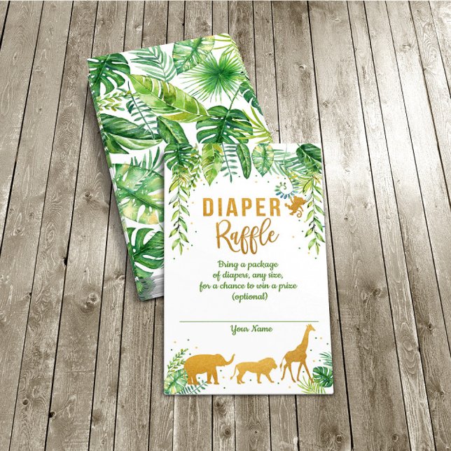 Tarjeta De Recepción Jungle Elephant Baby Shower Diaper Raffle Card (Subido por el creador)