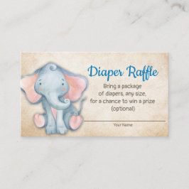 Tarjeta De Recepción Jungle Elephant Baby Shower Diaper Raffle Card