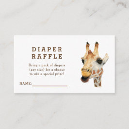 Tarjeta De Recepción Jungle Giraffe Baby Shower Diaper Raffle Card