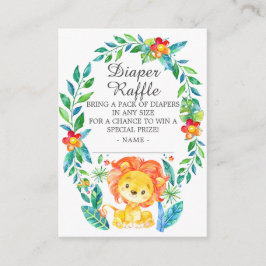 Tarjeta De Recepción Jungle Lion Baby Shower Diaper Raffle