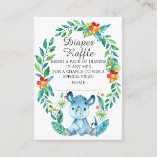 Tarjeta De Recepción Jungle Rhino Baby Shower Diaper Raffle