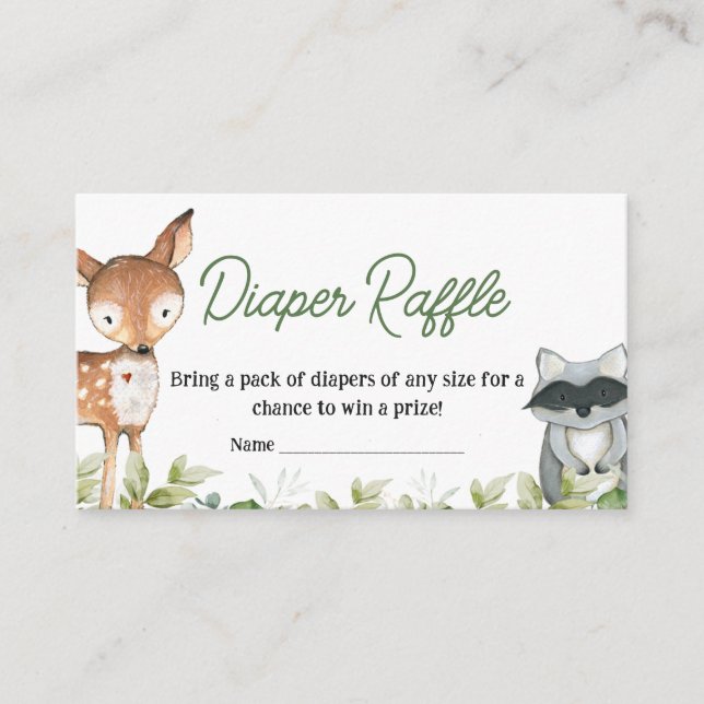 Tarjeta De Recepción Jungle Safari Animals Baby Shower Diaper Raffle (Anverso)