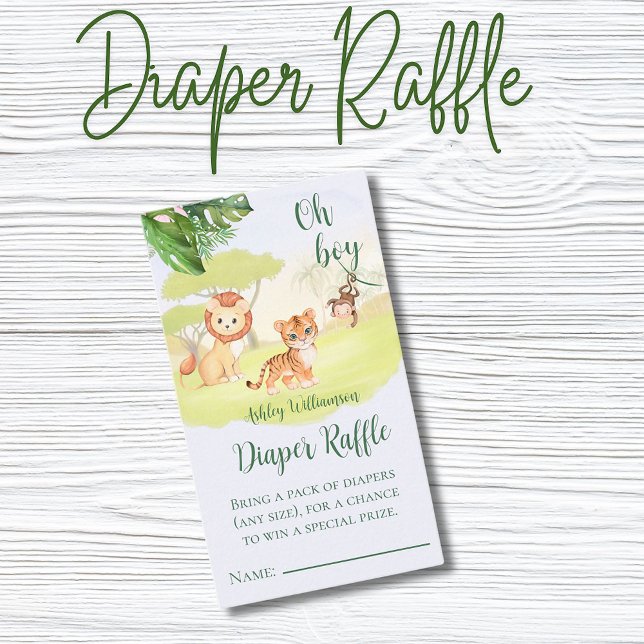Tarjeta De Recepción Jungle Safari Boy Baby Shower Diaper Raffle (Subido por el creador)