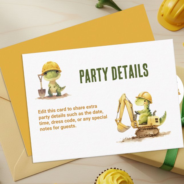 Tarjeta De Recepción Jurassic Construction Zone Boy Birthday Party (Subido por el creador)