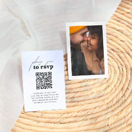 Tarjeta De Recepción Just Love Retro Groovy Photo QR Code Wedding RSVP