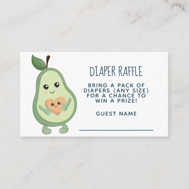 Tarjeta De Recepción Kawaii Aguacate Diaper Raffle (Anverso)