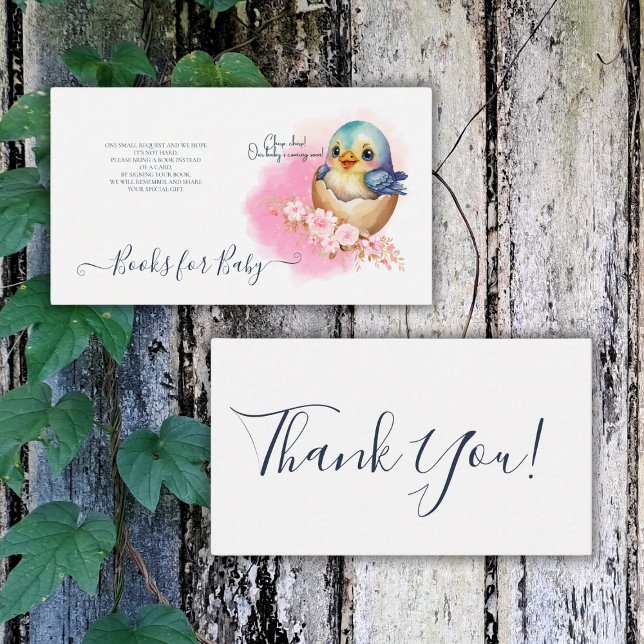 Tarjeta De Recepción Kawaii Egg Bird Elegant Floral Baby Shower Books (Subido por el creador)