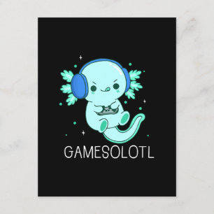 Tarjeta De Recepción Kawaii Gamesolotl Axolotl Gamer