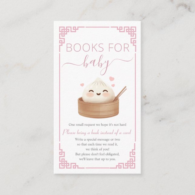 Tarjeta De Recepción Kawaii Pequeño doblegando libros rosados de Bao pa (Anverso)