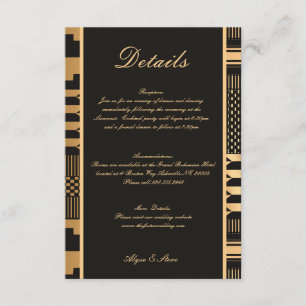Tarjeta De Recepción Kente negro y dorado