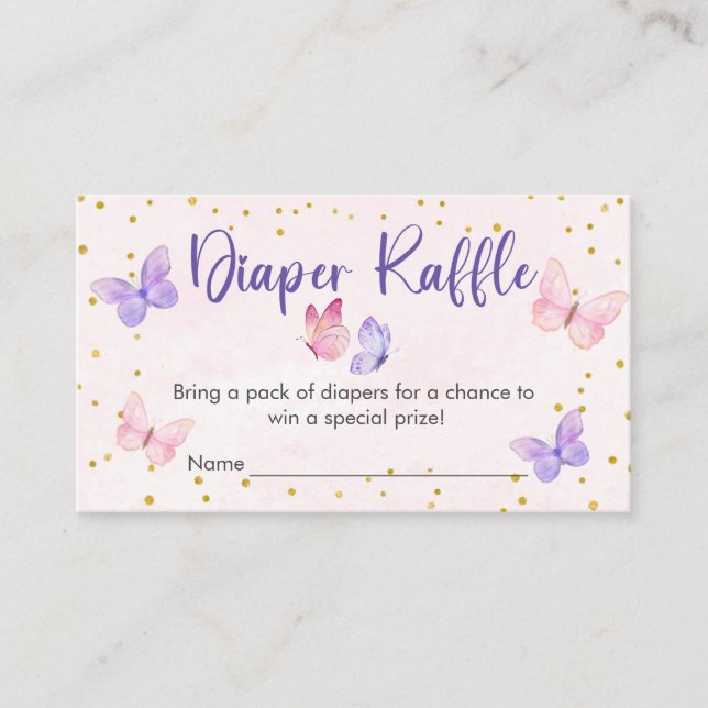 Tarjeta De Recepción KISSES DE MARIPOSAS Y DESEOS DE BEBÉ Raffle (Anverso)