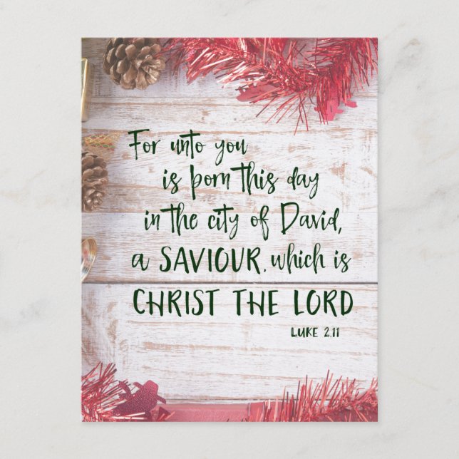 Tarjeta De Recepción KJV Luke Bible Verse Navidades (Anverso)