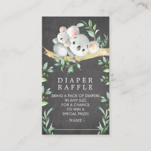 Tarjeta De Recepción Koala Bear Baby Shower Diaper Raffle Ticket