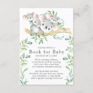 Tarjeta De Recepción Koala Triplets Baby Shower Book for Baby Card