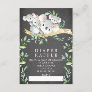 Tarjeta De Recepción Koala Triplets Baby Shower Diaper Raffle Ticket