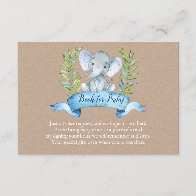 Tarjeta De Recepción Kraft Boy libros de elefantes rusos para bebé inse (Anverso)