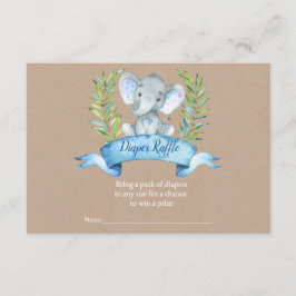 Tarjeta De Recepción Kraft Boy Rustic Elephant Diaper Raffle Insert
