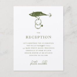 Tarjeta De Recepción Kraft Brown Rústica Pesca Auricular Rústica Anillo