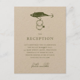 Tarjeta De Recepción Kraft Brown Rústica Pesca Auricular Rústica Anillo