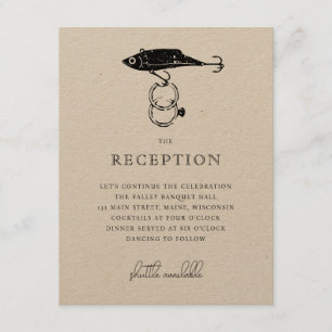Tarjeta De Recepción Kraft Brown Rústica Pescador Luminoso Anillo Negro