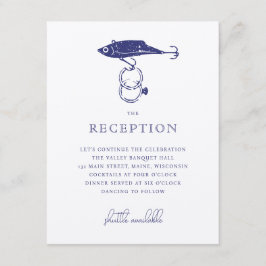 Tarjeta De Recepción Kraft Brown Rústica Pescador Lure Rings Marina Azu