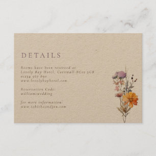 Tarjeta De Recepción Kraft Fall Naranja y Boda Purple Wildflowers
