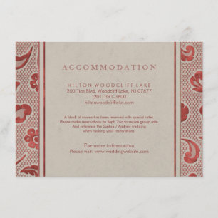 Tarjeta De Recepción Kraft rojo Lace casa de campo