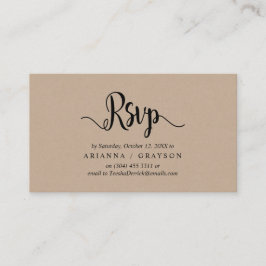 Tarjeta De Recepción Kraft ruso moderno, fuente negra, RSVP responde