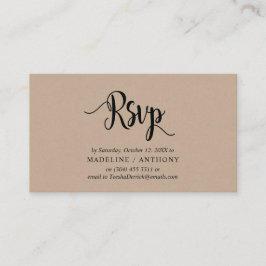 Tarjeta De Recepción Kraft ruso moderno, fuente negra, RSVP responde